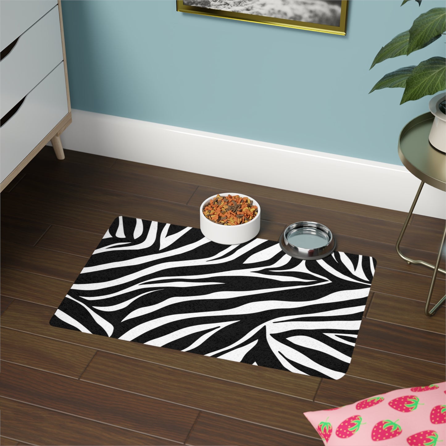 Pet Food Mat (12x18) Zebra Black