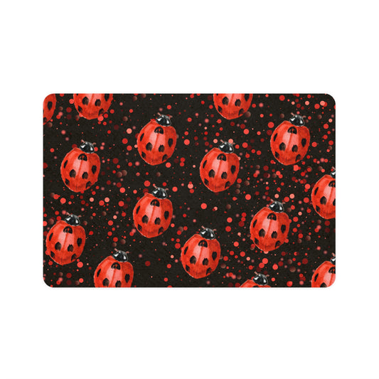 Pet Food Mat (12x18) Ladybugs Large Red