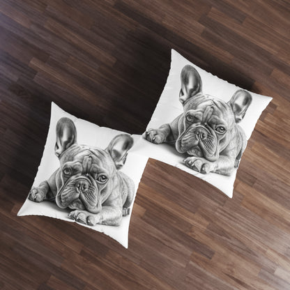 Tufted Floor Pillow, Square Frenchie