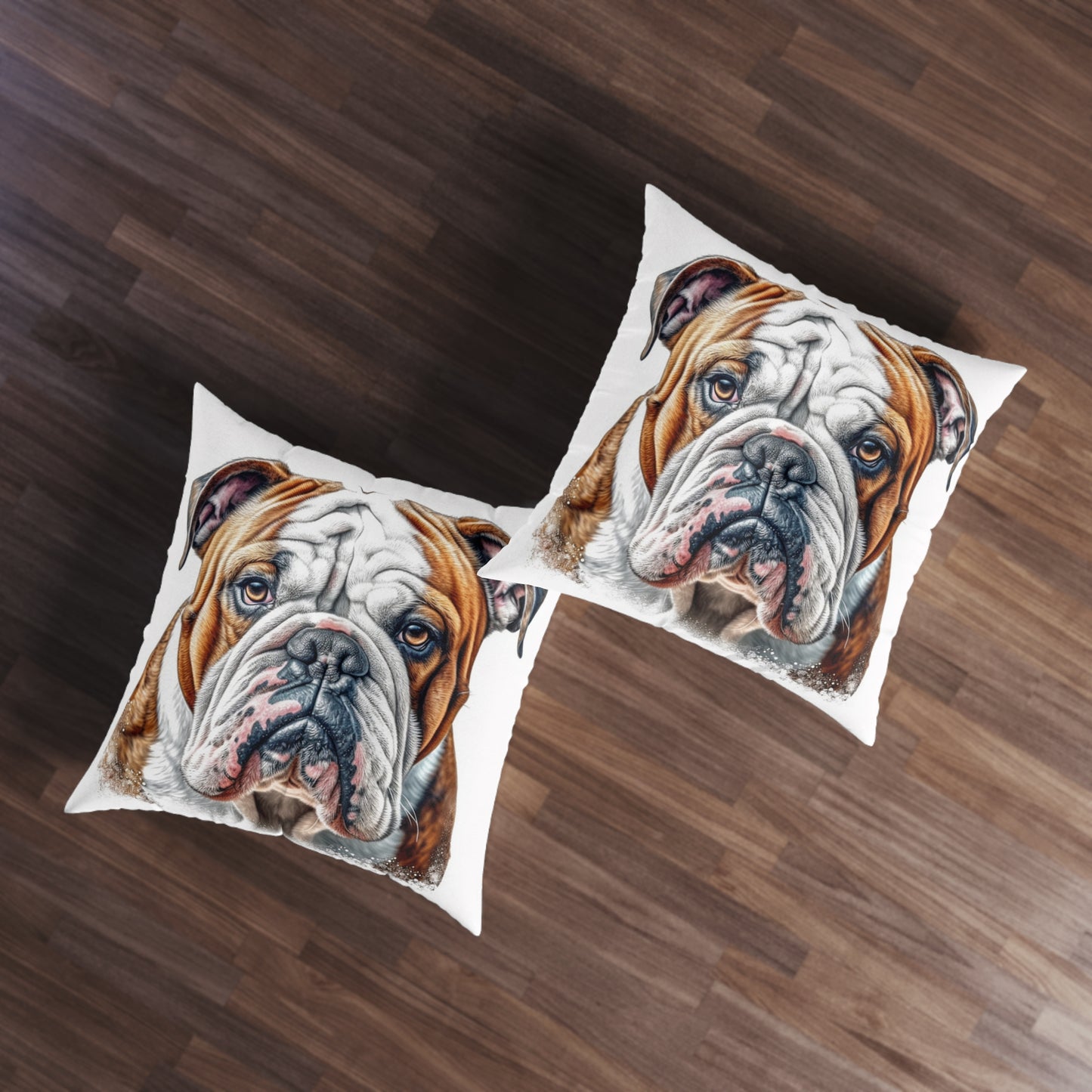 Tufted Floor Pillow, Square English Bulldog