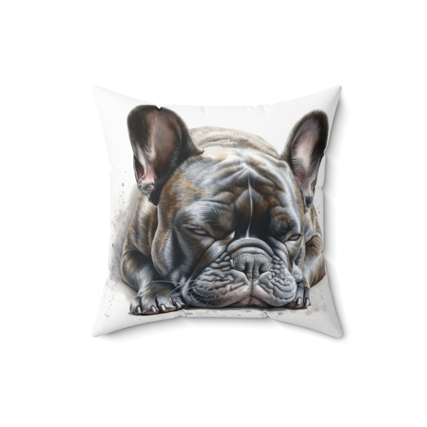 Spun Polyester Square Pillow Frenchie Sleeping