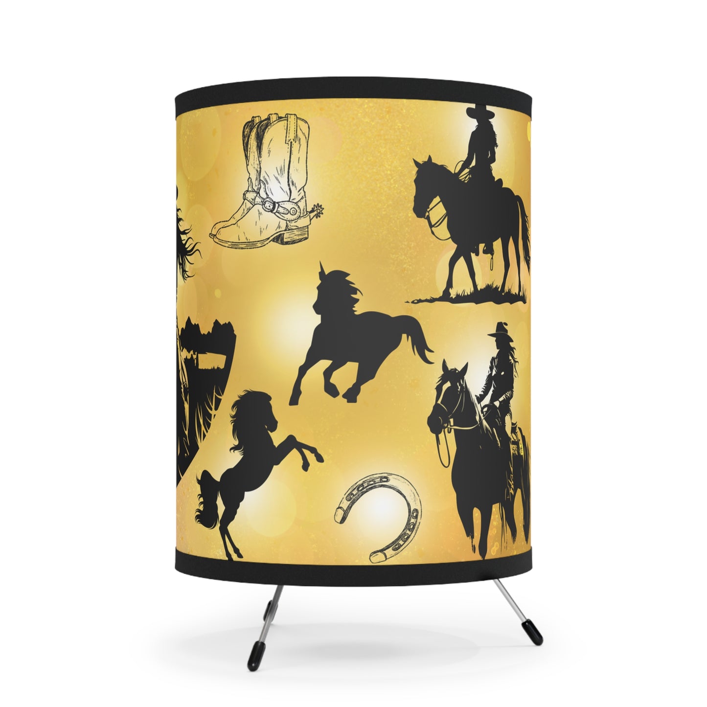 Cowgirl Country Tripod Lamp with High-Res Printed Shade, US\CA plug