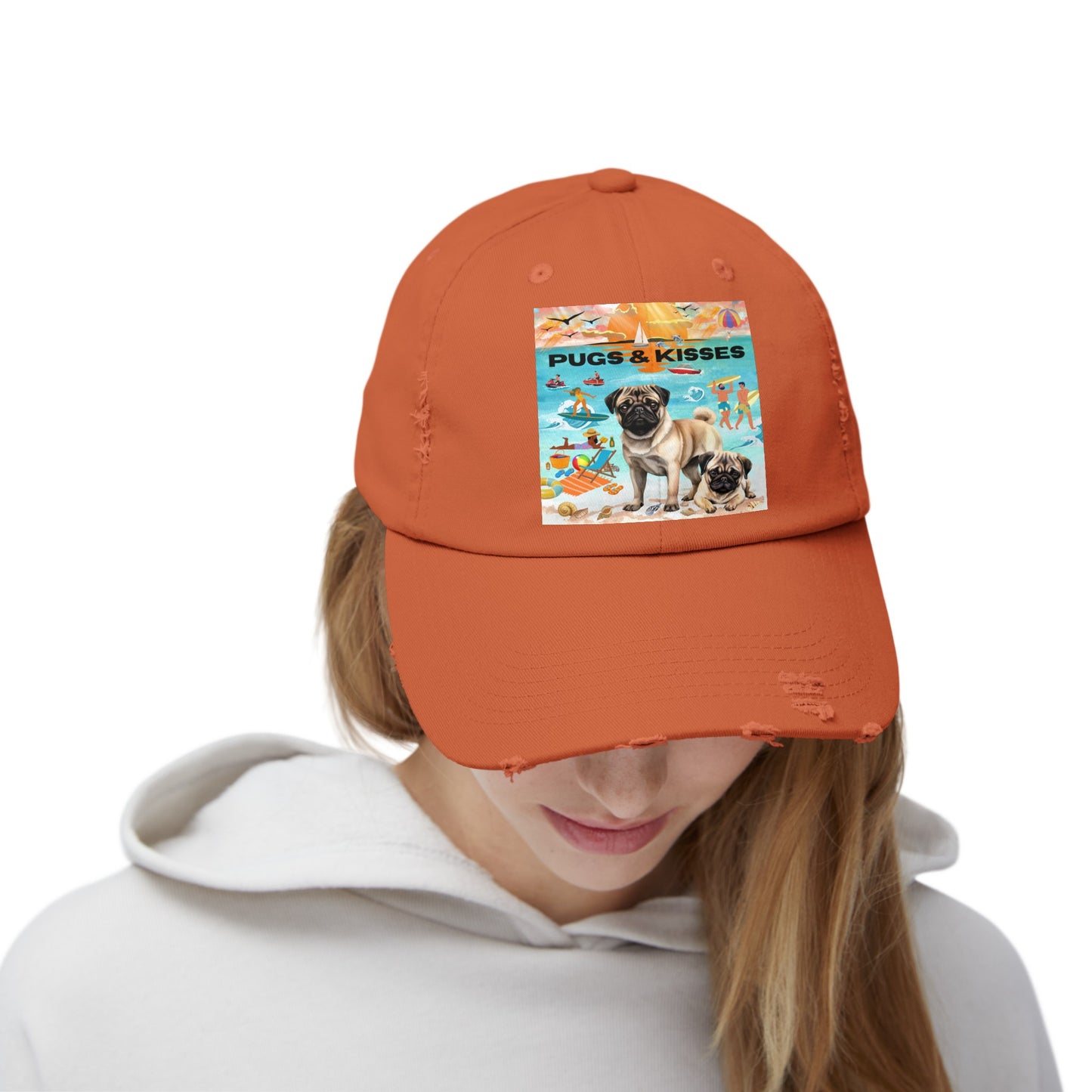 Pugs & Kisses Unisex Distressed Cap