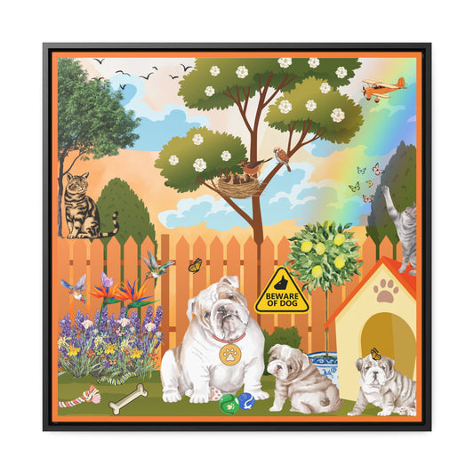 Backyard Bulldogs Gallery Canvas Wraps, Square Frame