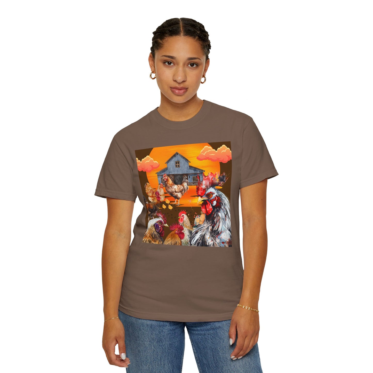 Chickens At Sunset Unisex Garment-Dyed T-shirt