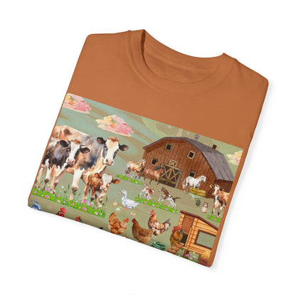 Springtime At The Barnyard Unisex Garment-Dyed T-shirt