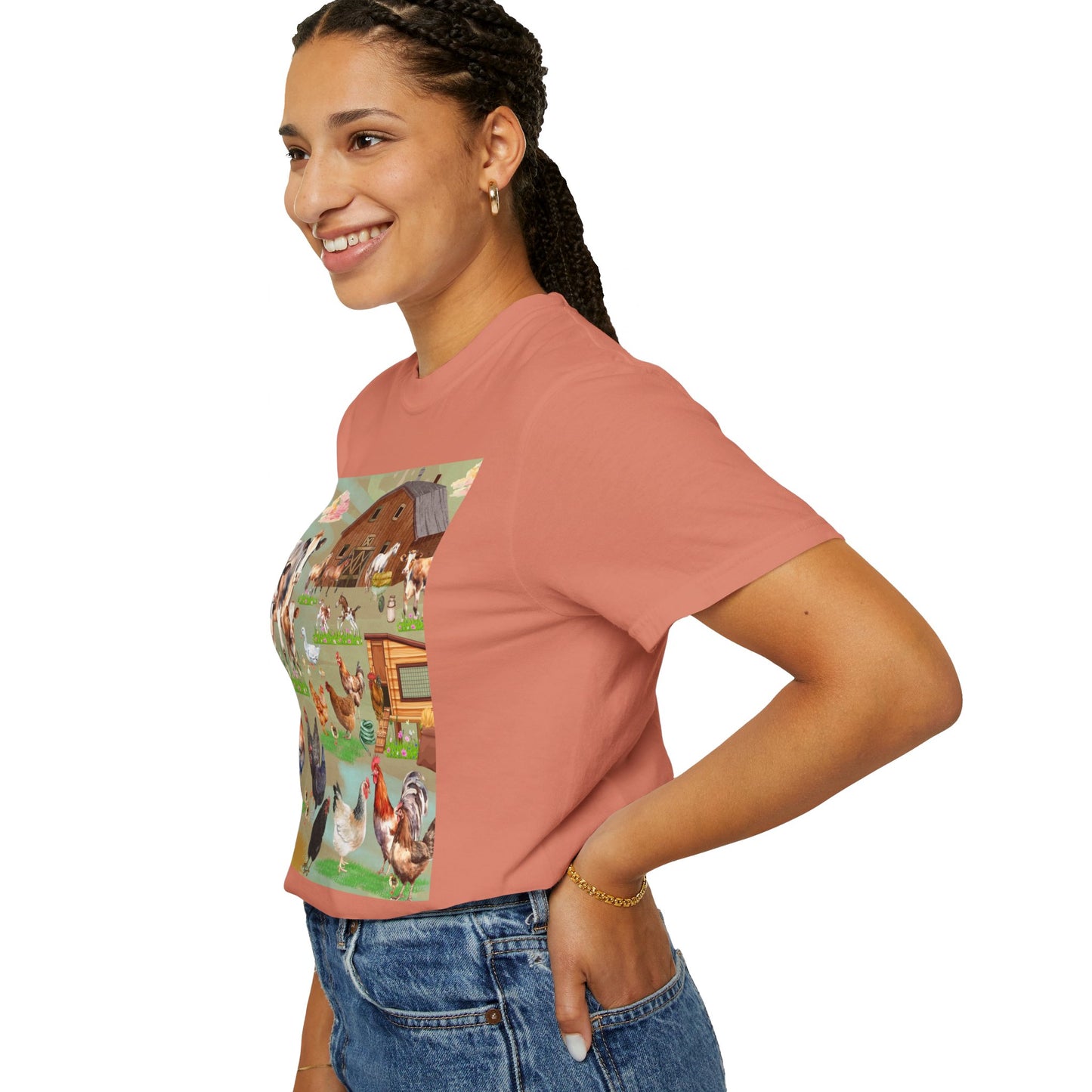 Springtime At The Barnyard Unisex Garment-Dyed T-shirt