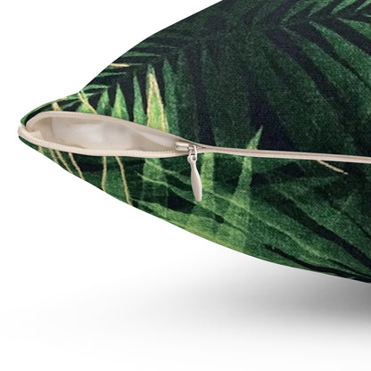 Spun Polyester Square Pillow Palm Leaves