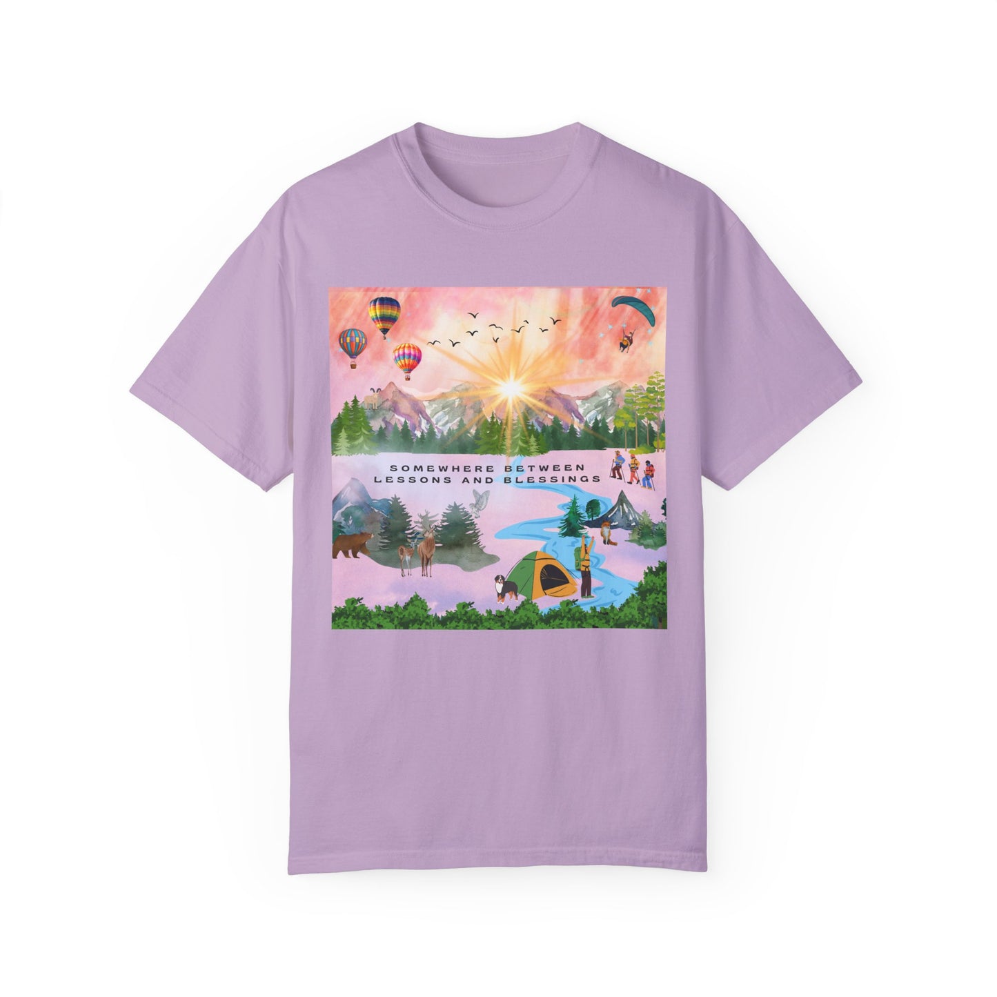 Somewhere Between Lessons And Blessings Unisex Garment-Dyed T-shirt