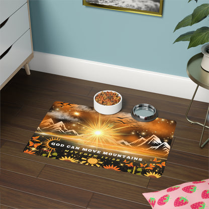 Pet Food Mat (12x18) God Can Move Mountain