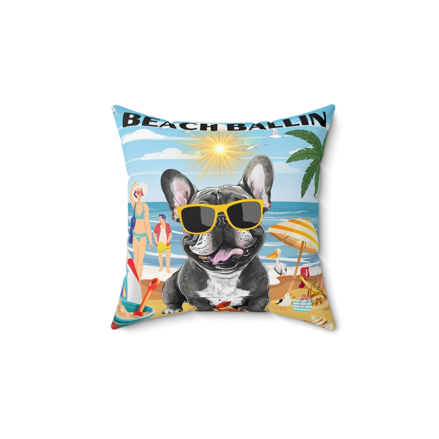 Beach Ballin Spun Polyester Square Pillow