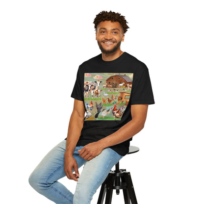 Springtime At The Barnyard Unisex Garment-Dyed T-shirt