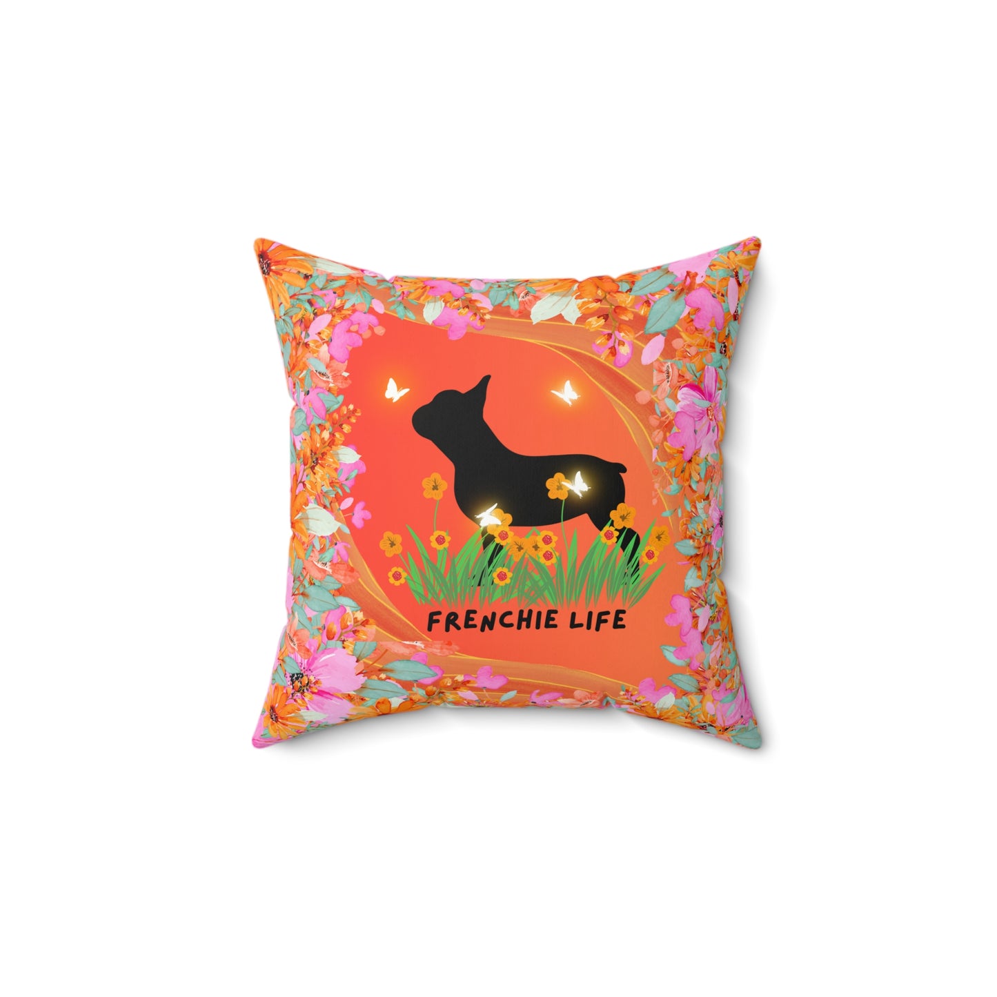 Frenchie Life Spun Polyester Square Pillow