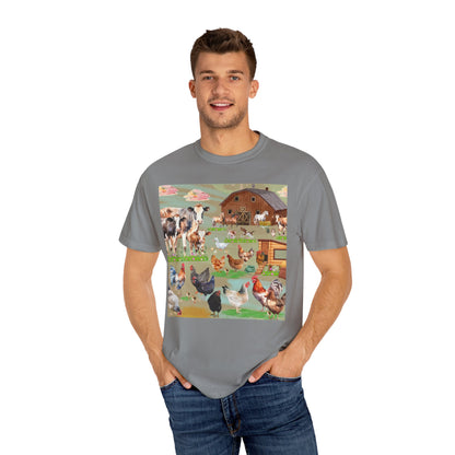 Springtime At The Barnyard Unisex Garment-Dyed T-shirt