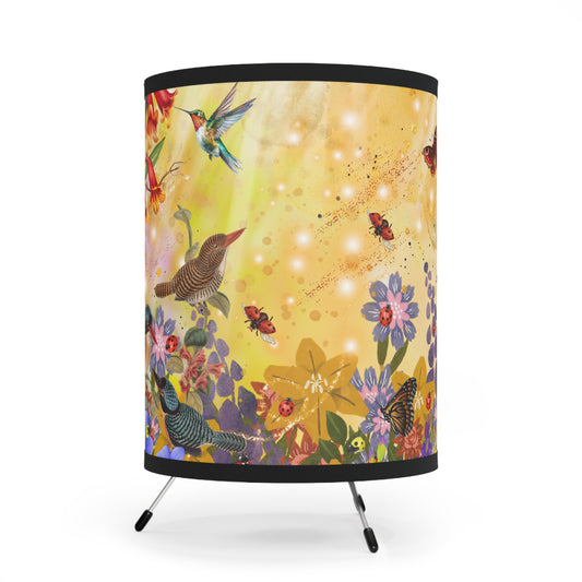 Ladybug Garden Tripod Lamp with High-Res Printed Shade, US\CA plug