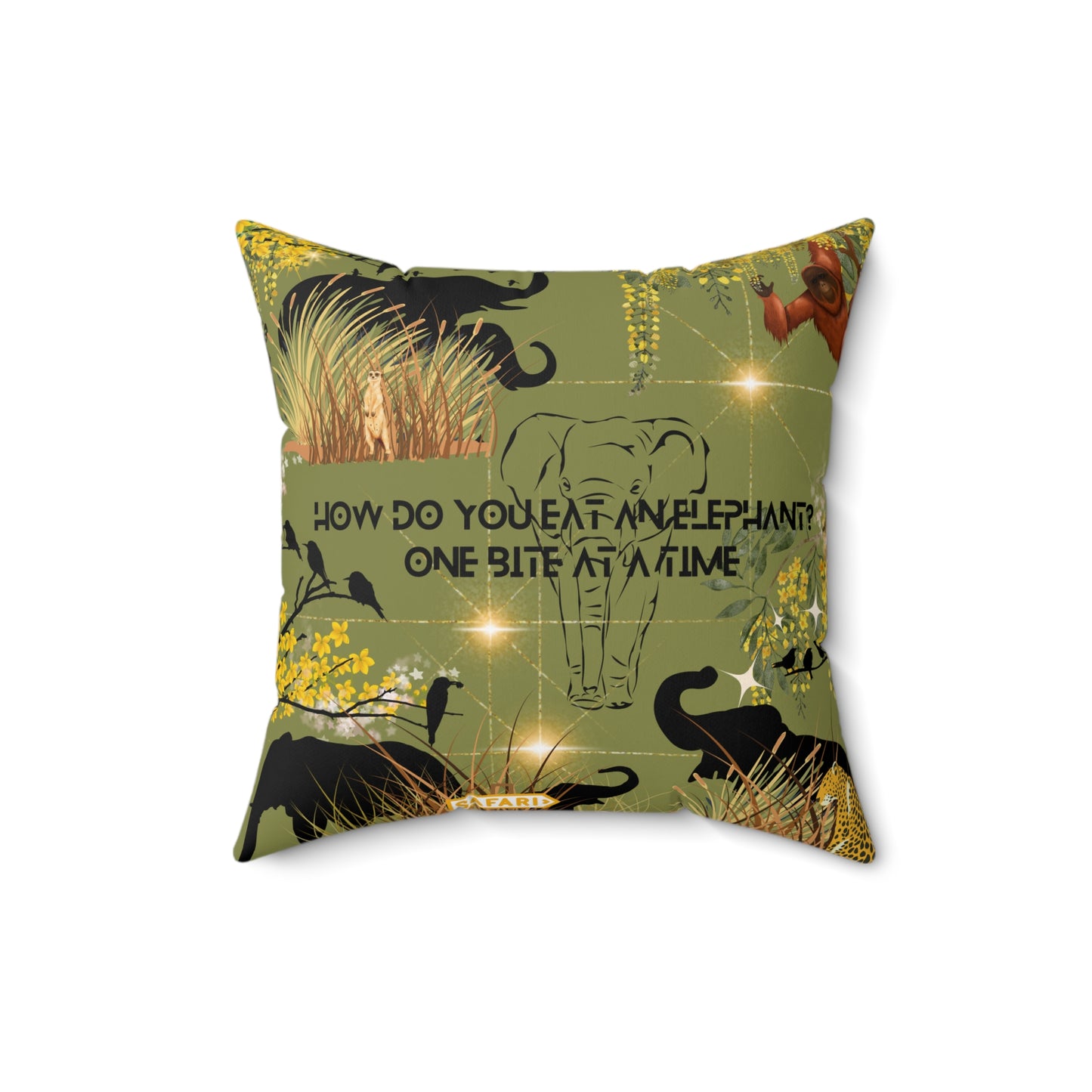 How Do You Eat An Elephant One Bite At A Time Spun Polyester Square Pillow