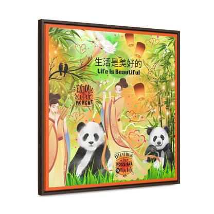 Life Is Beautiful Chinese Gallery Canvas Wraps, Square Frame