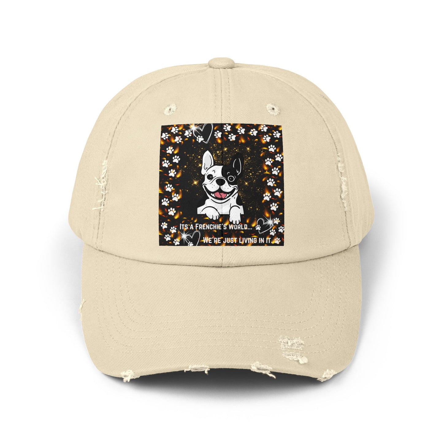 It's A Frenchie's World Unisex Distressed Cap