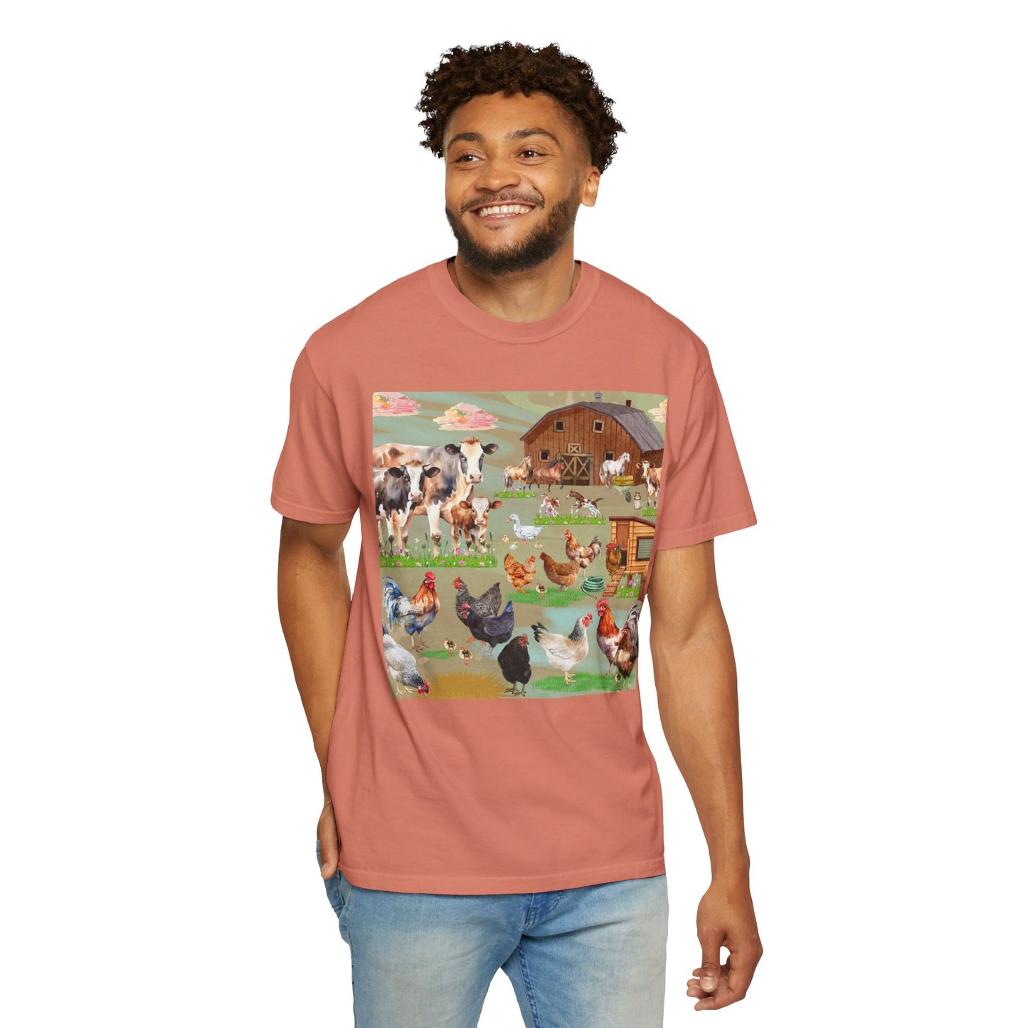 Springtime At The Barnyard Unisex Garment-Dyed T-shirt