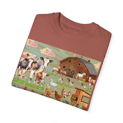 Springtime At The Barnyard Unisex Garment-Dyed T-shirt