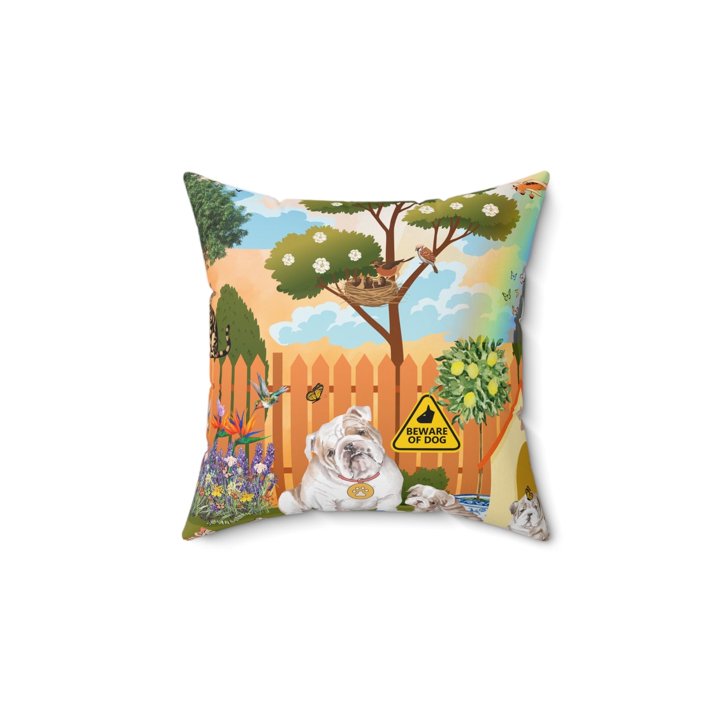 Backyard Bulldogs Spun Polyester Square Pillow