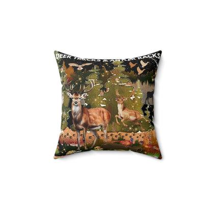 Deer Tracks & Antler Racks Spun Polyester Square Pillow