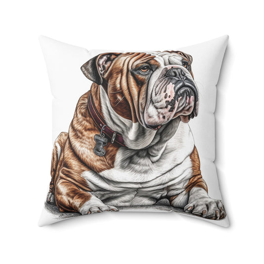 Spun Polyester Square Pillow English Bulldog 2