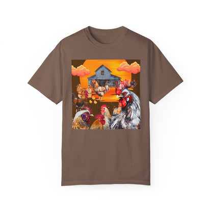 Chickens At Sunset Unisex Garment-Dyed T-shirt