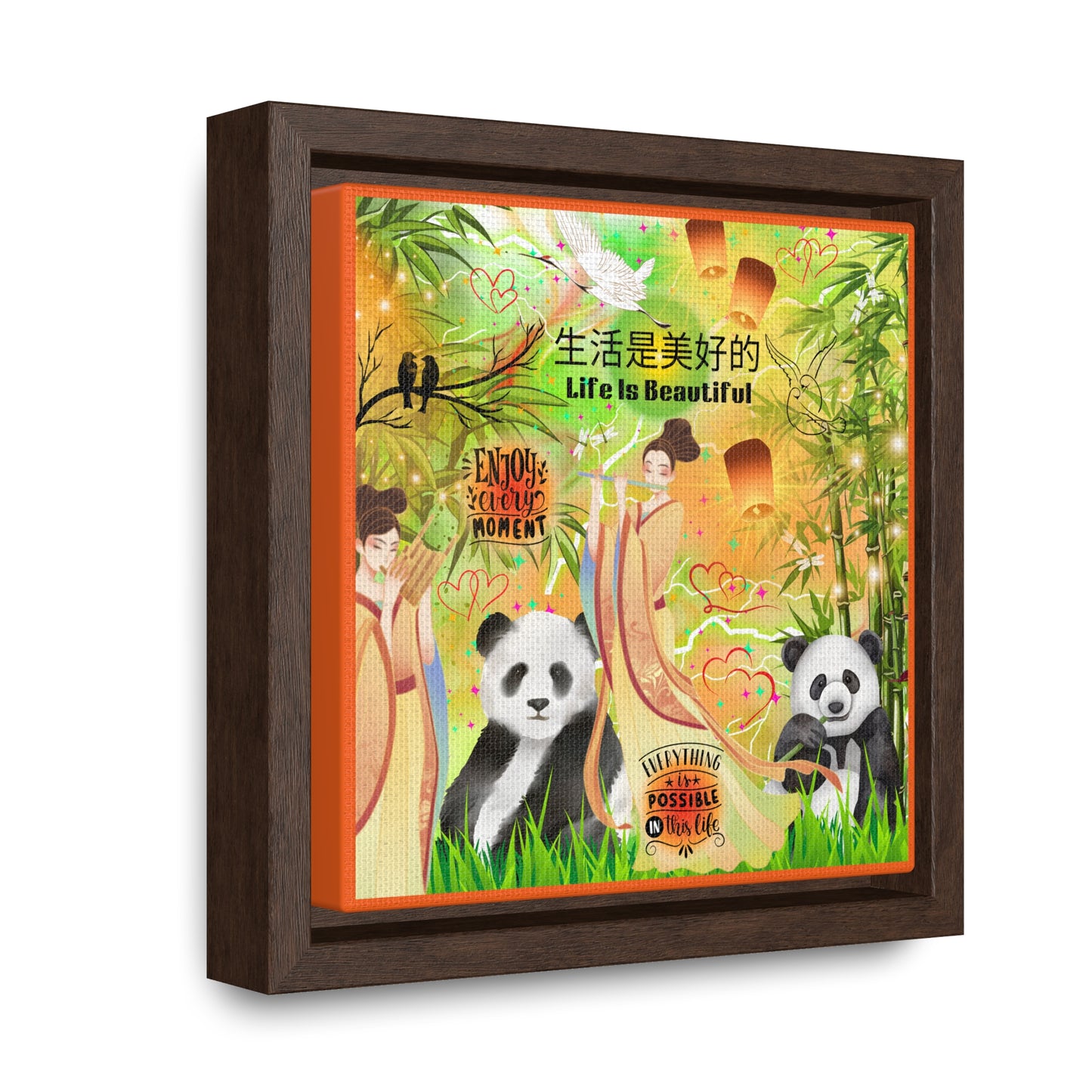 Life Is Beautiful Chinese Gallery Canvas Wraps, Square Frame