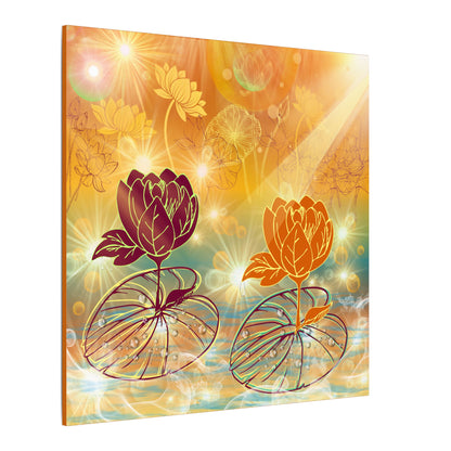 Morning Dew- Lotus Blossom Stretched Canvas Art Print, Vibrant Wall Decor, Meditation Room Artwork, Floral Home Decoration, Gift for Yoga Lovers