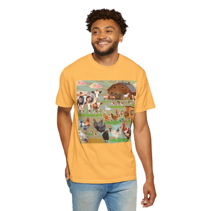 Springtime At The Barnyard Unisex Garment-Dyed T-shirt