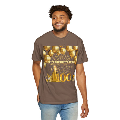 Happy Birthday 100 Unisex Garment-Dyed T-shirt