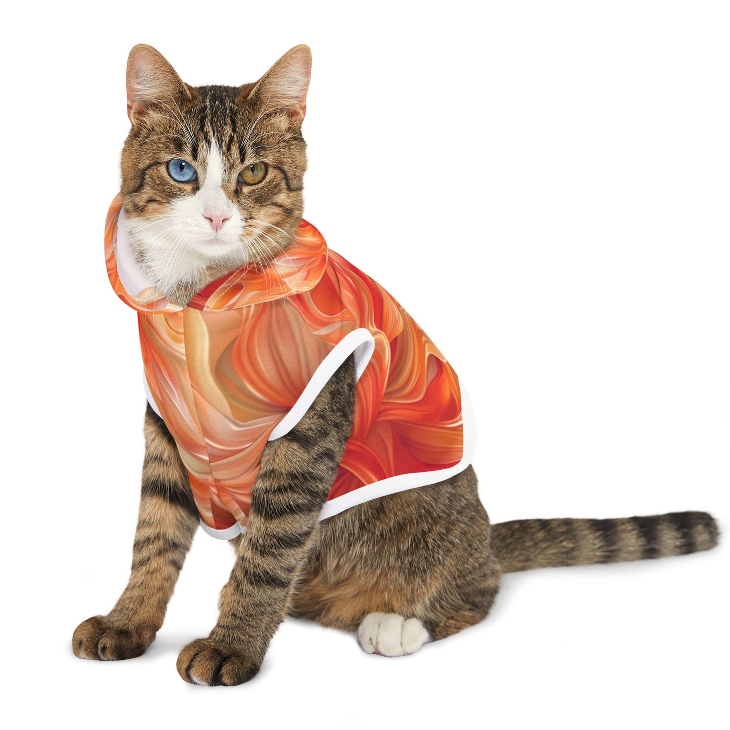 Pet Hoodie Orange Floral 2