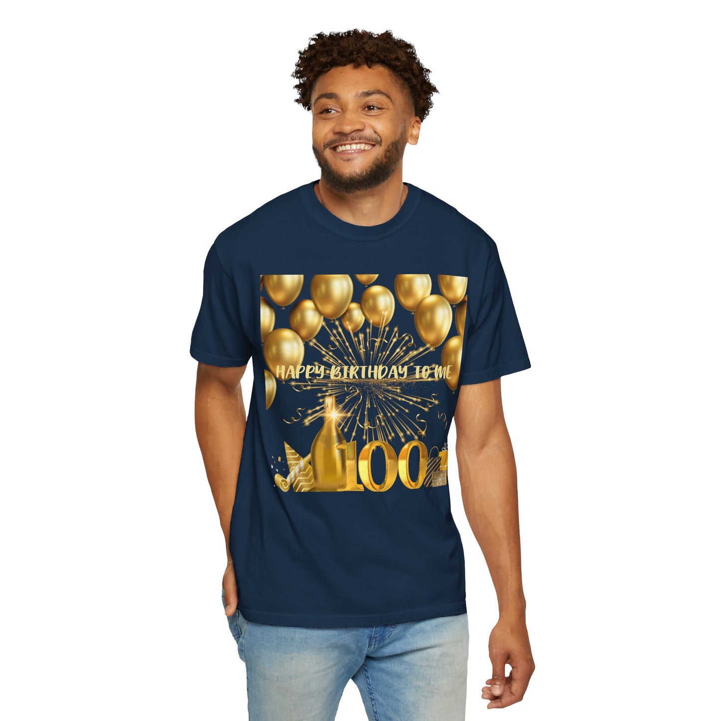 Happy Birthday 100 Unisex Garment-Dyed T-shirt