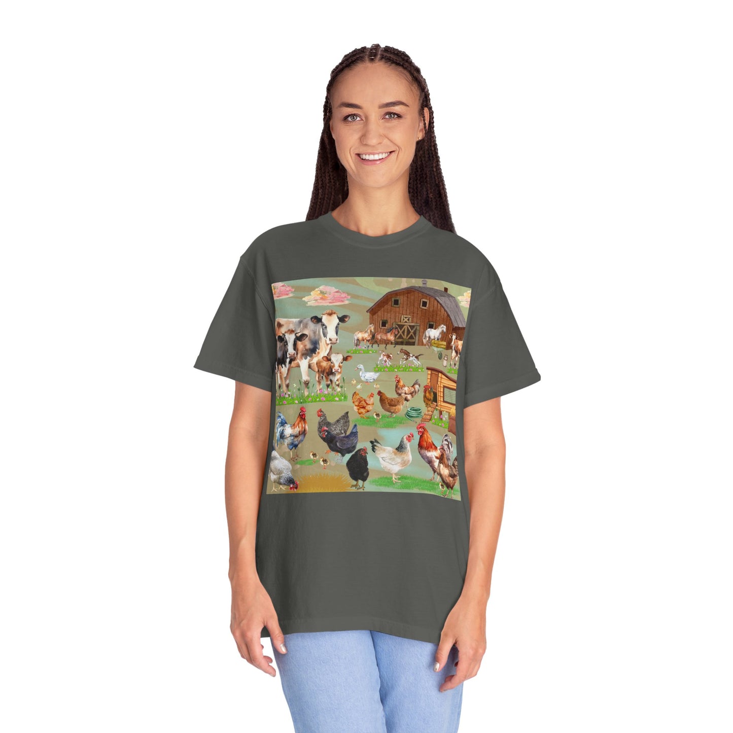 Springtime At The Barnyard Unisex Garment-Dyed T-shirt