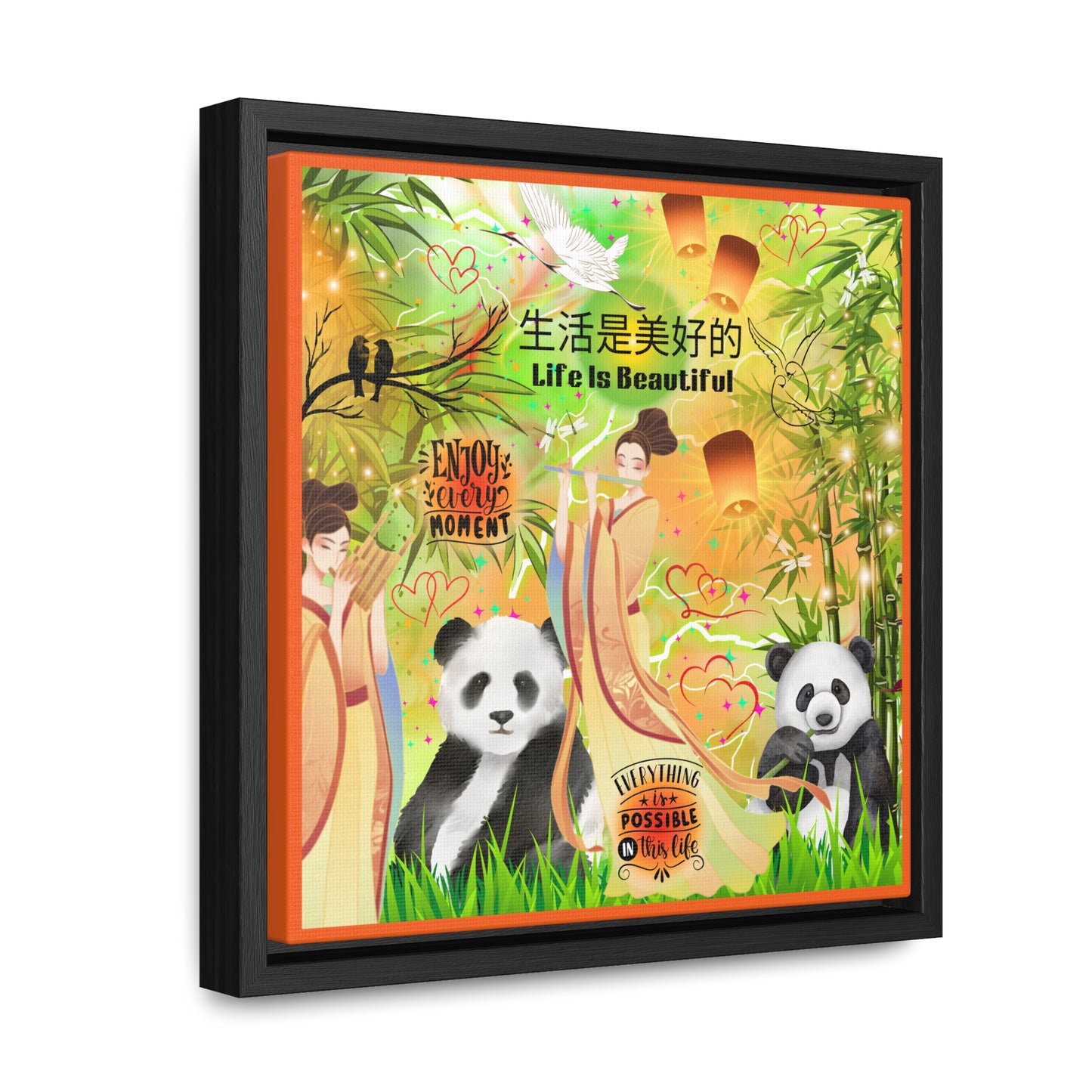 Life Is Beautiful Chinese Gallery Canvas Wraps, Square Frame