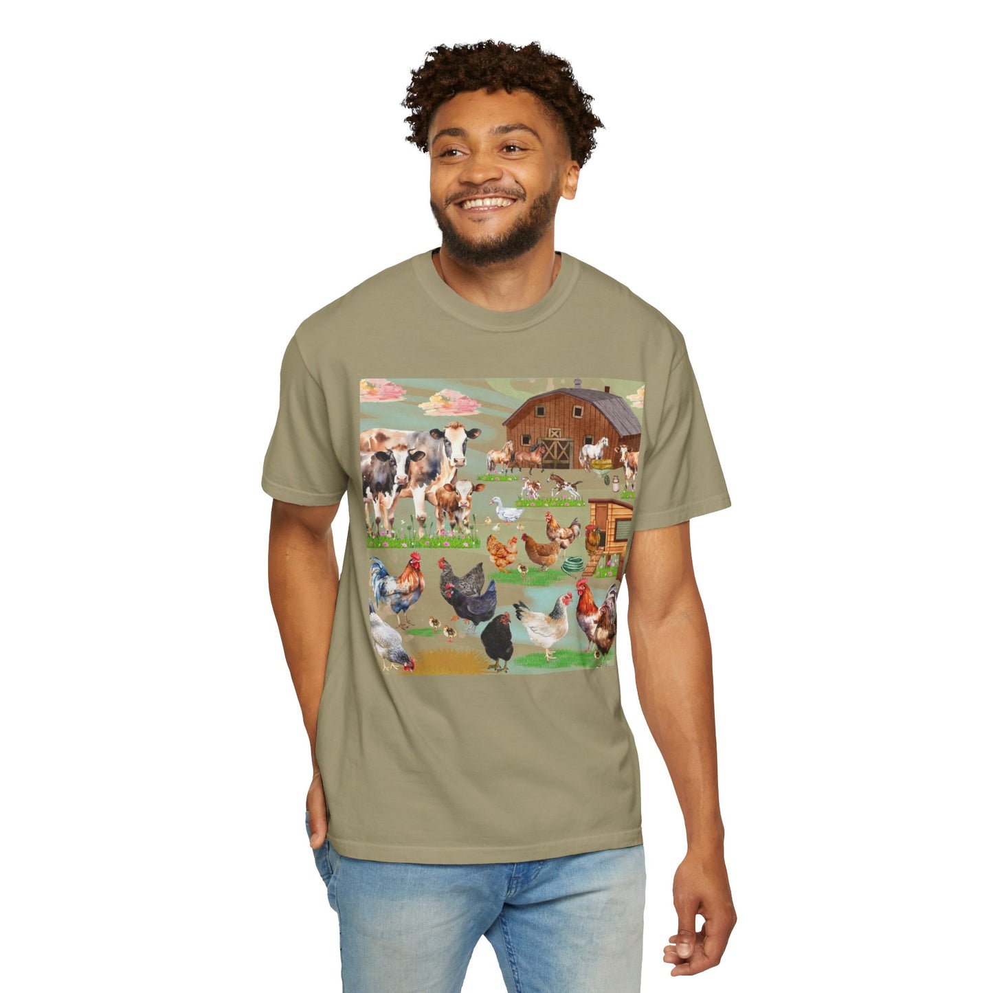 Springtime At The Barnyard Unisex Garment-Dyed T-shirt