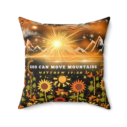 God Can Move Mountains Spun Polyester Square Pillow