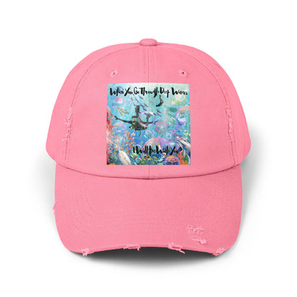 I Will Be With You Unisex Distressed Cap