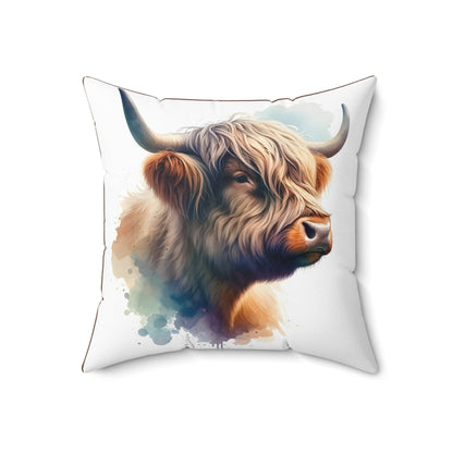 Spun Polyester Square Pillow Highland Cow 4