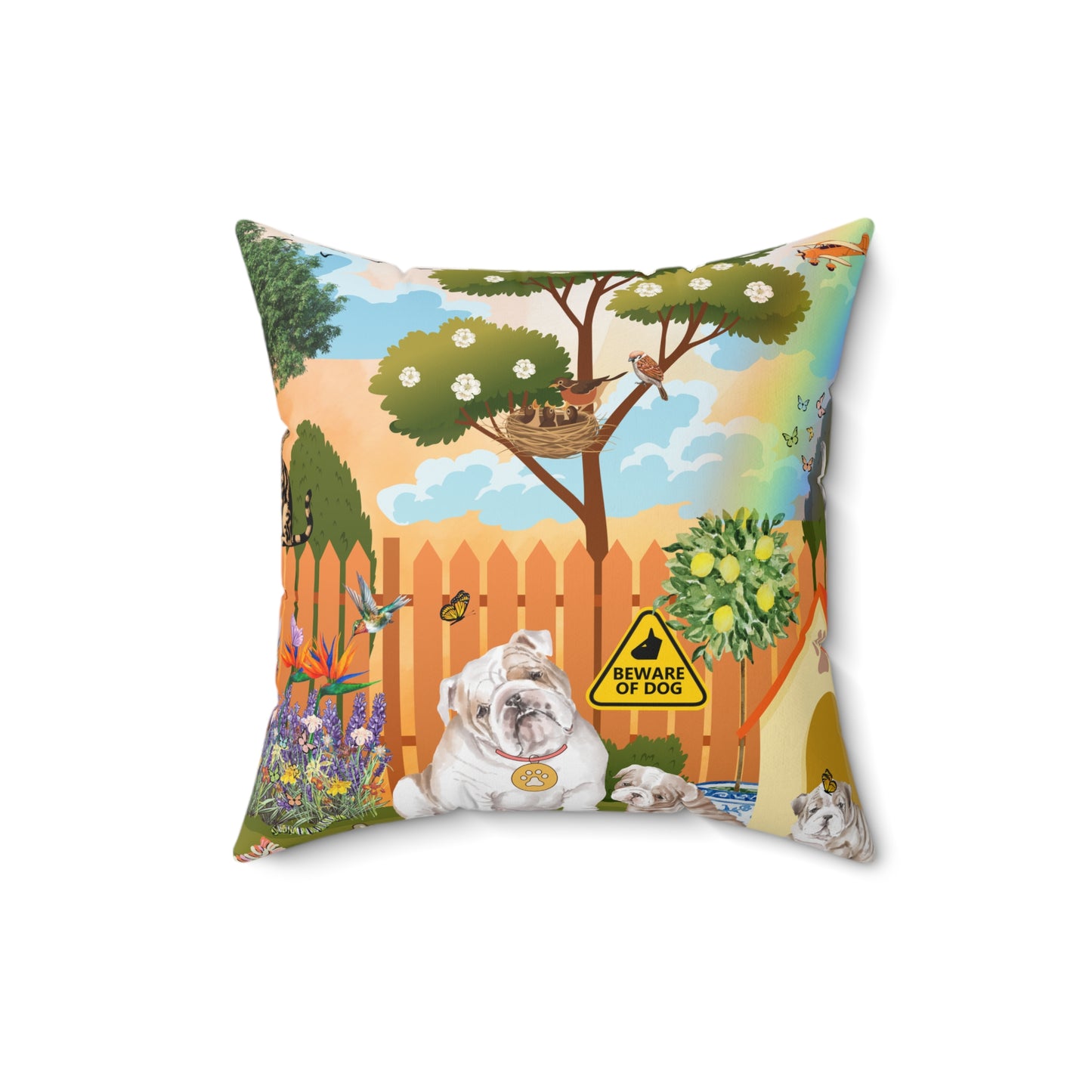 Backyard Bulldogs Spun Polyester Square Pillow