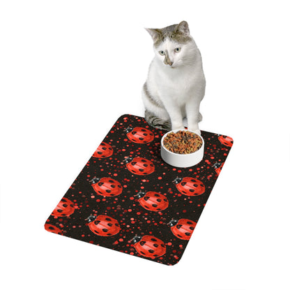 Pet Food Mat (12x18) Ladybugs Large Red