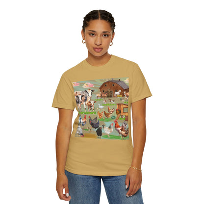 Springtime At The Barnyard Unisex Garment-Dyed T-shirt