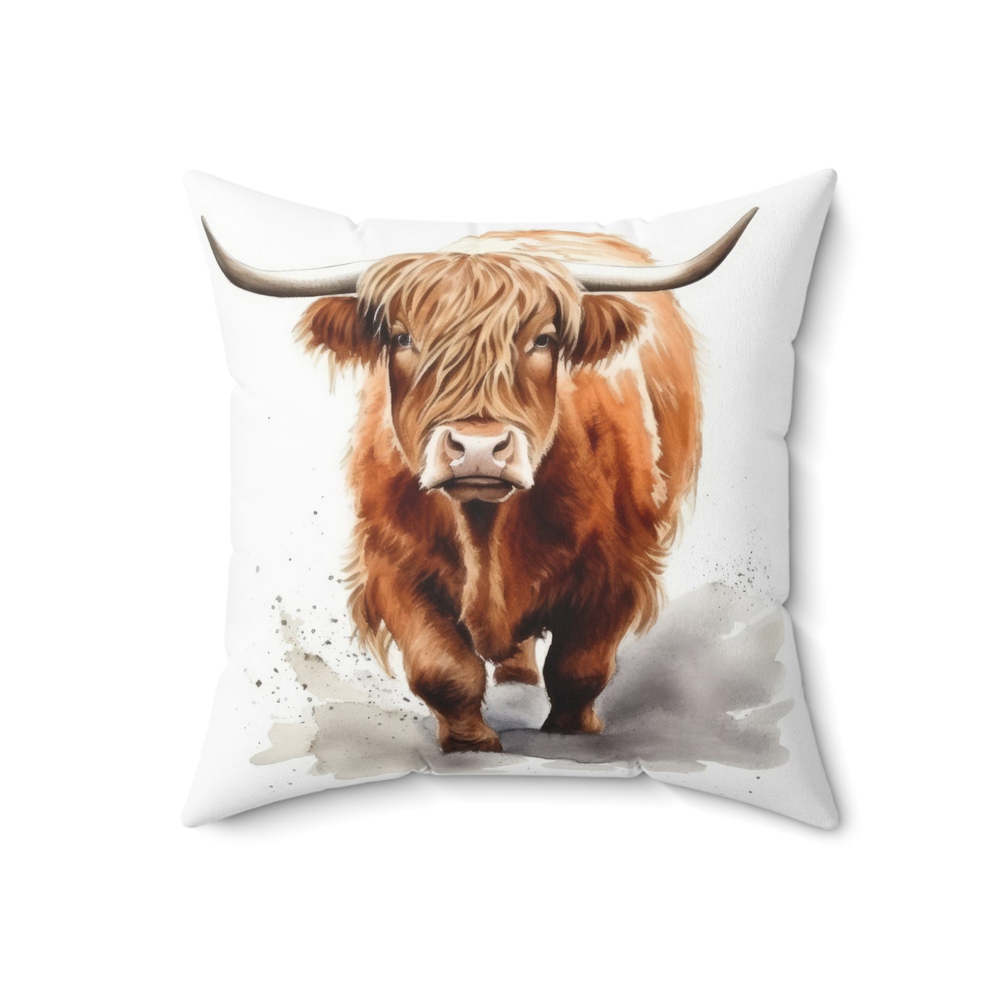 Spun Polyester Square Pillow Highland Cow 3