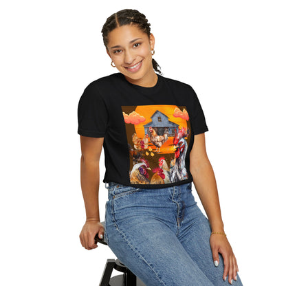 Chickens At Sunset Unisex Garment-Dyed T-shirt