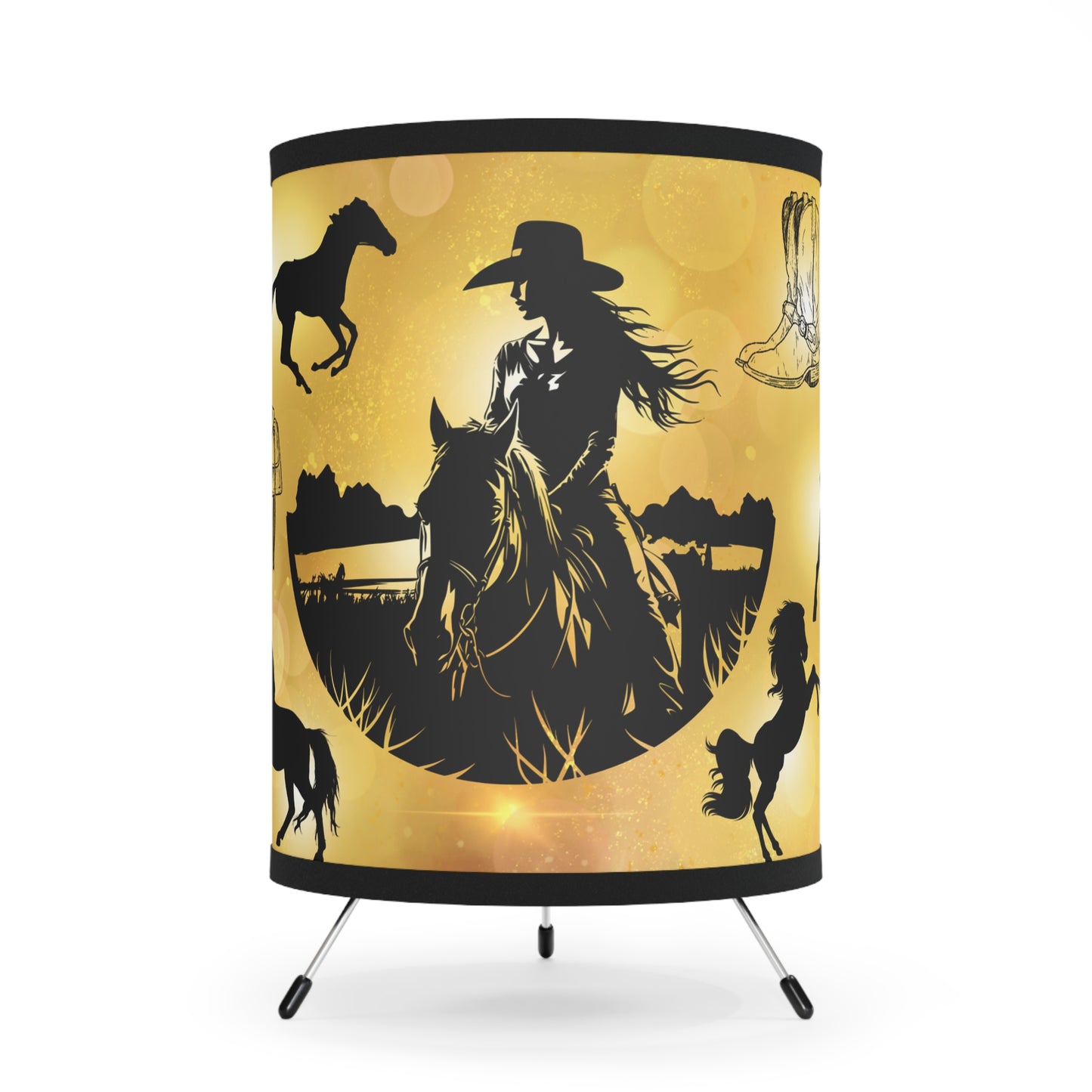 Cowgirl Country Tripod Lamp with High-Res Printed Shade, US\CA plug