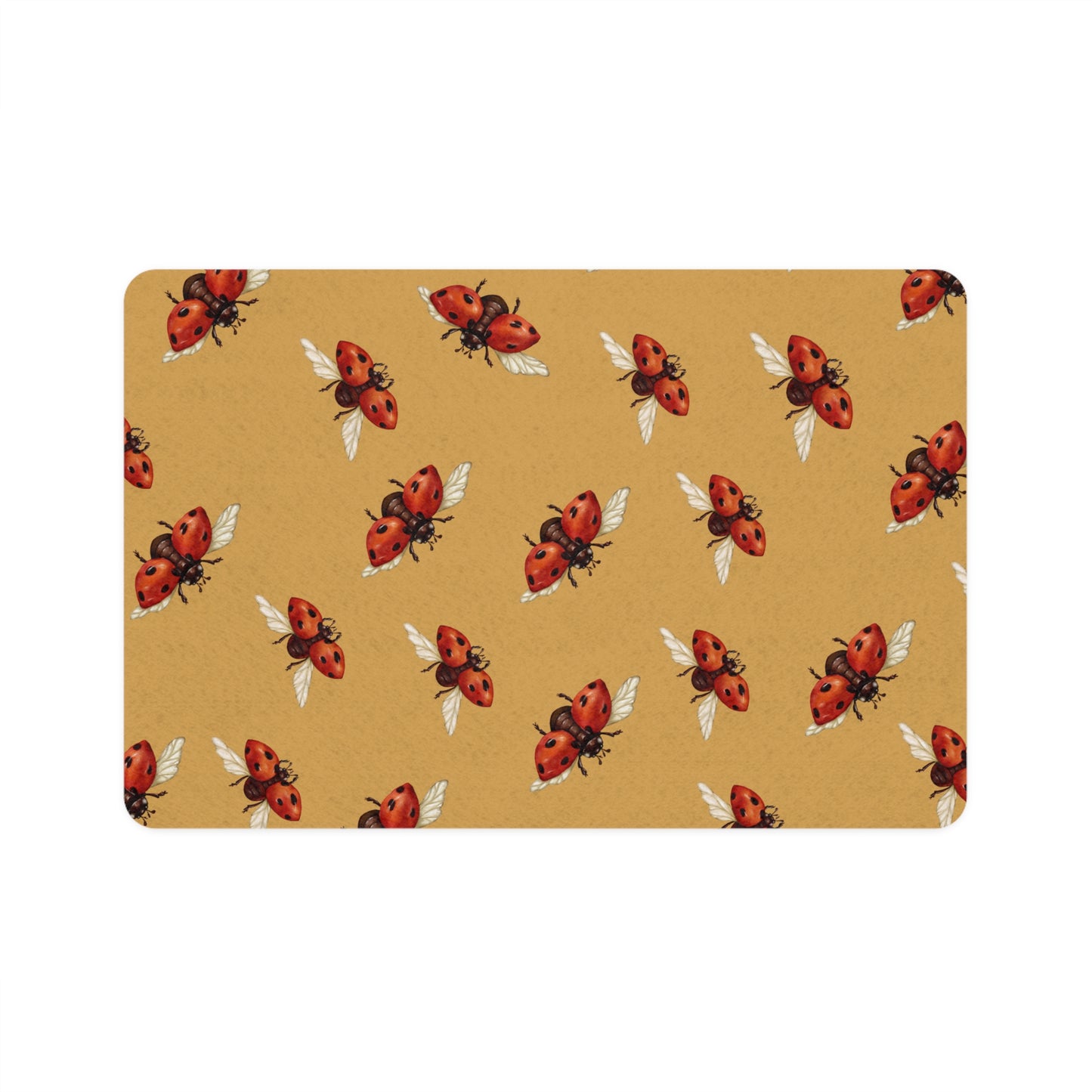 Pet Food Mat (12x18) Ladybugs Tan