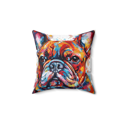 Frenchie In Color 5 Spun Polyester Square Pillow