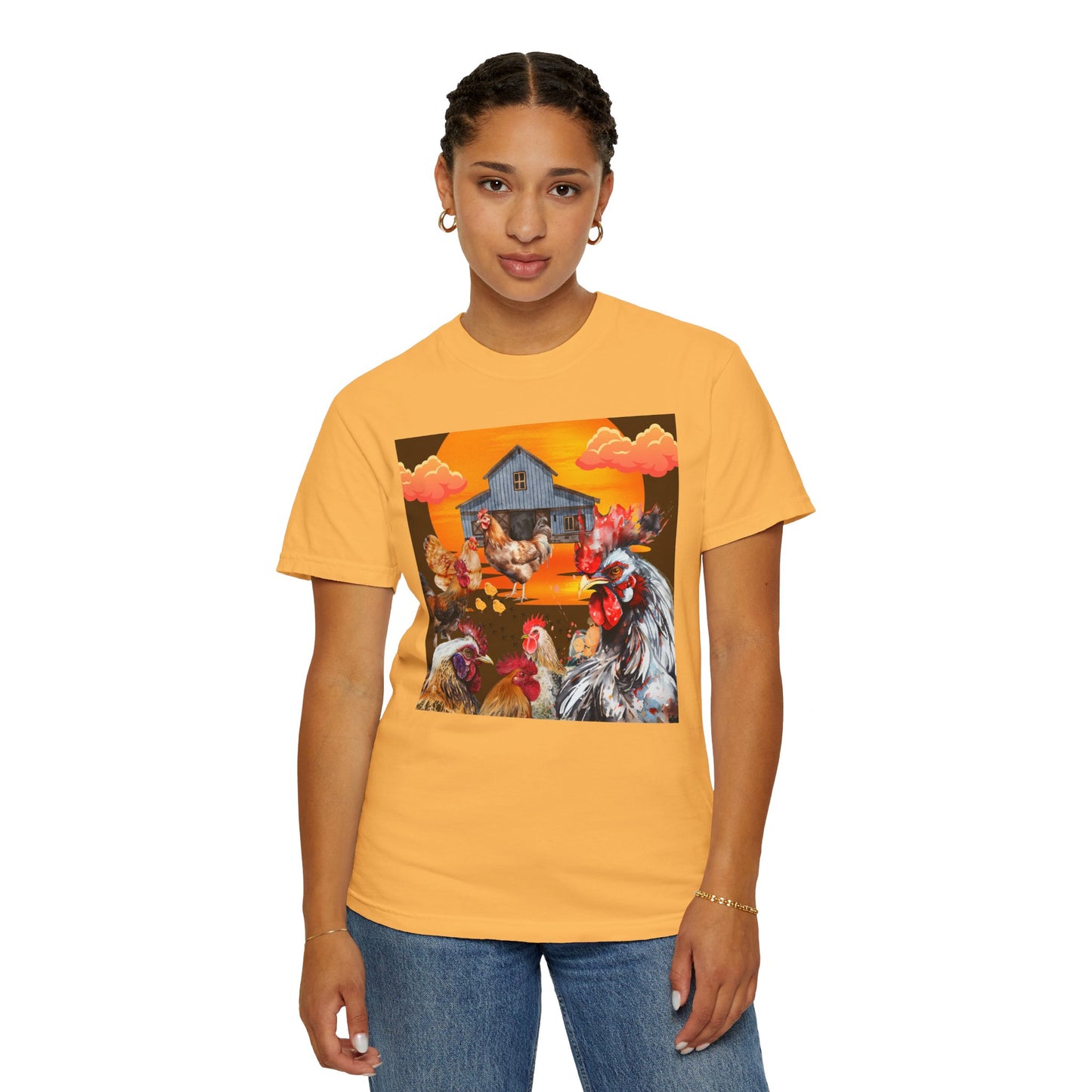 Chickens At Sunset Unisex Garment-Dyed T-shirt