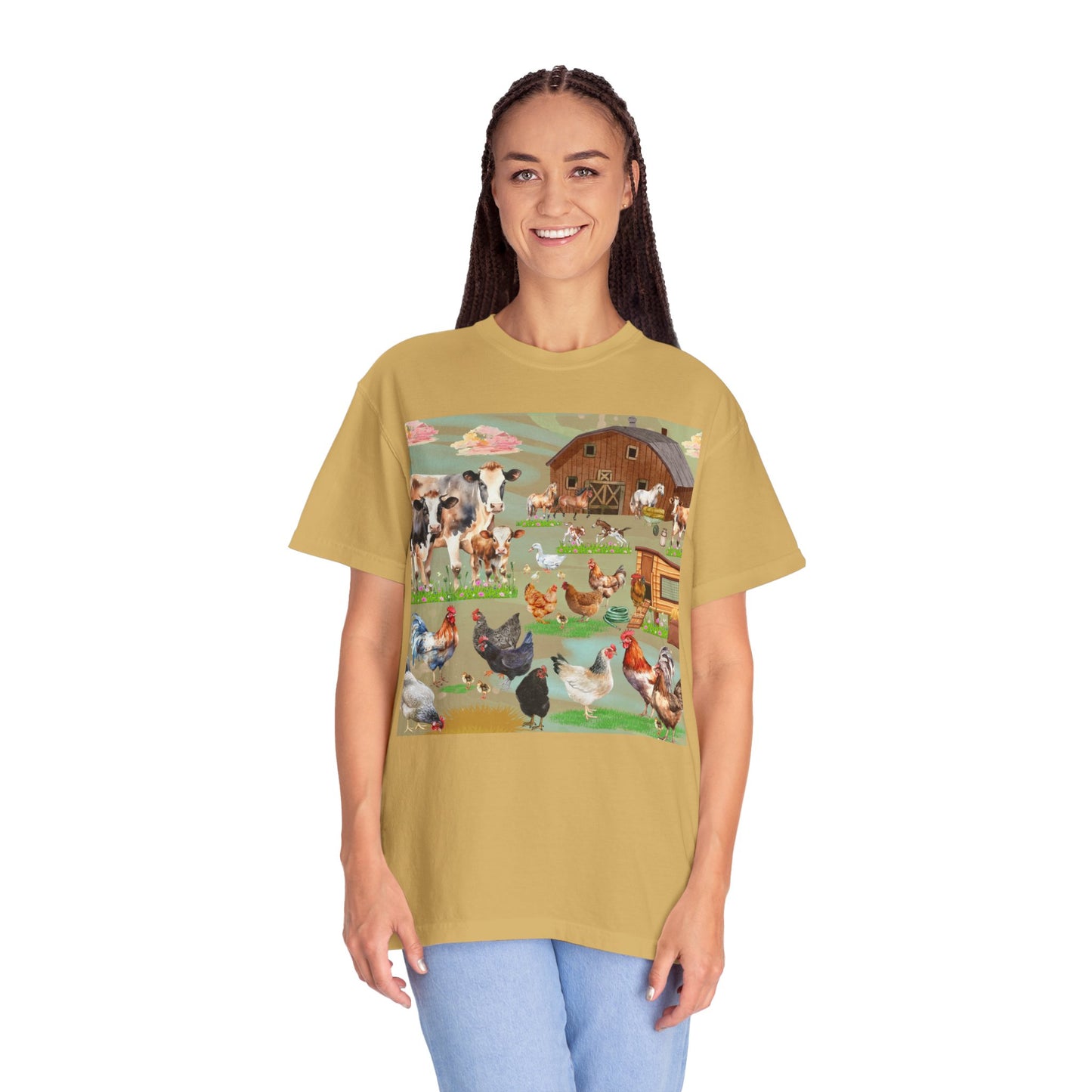 Springtime At The Barnyard Unisex Garment-Dyed T-shirt